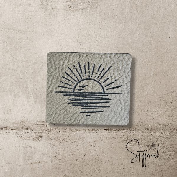 Label  " Sonnenuntergang " -  ca. 4 cm breit - Kunstleder ++ Farbauswahl ++